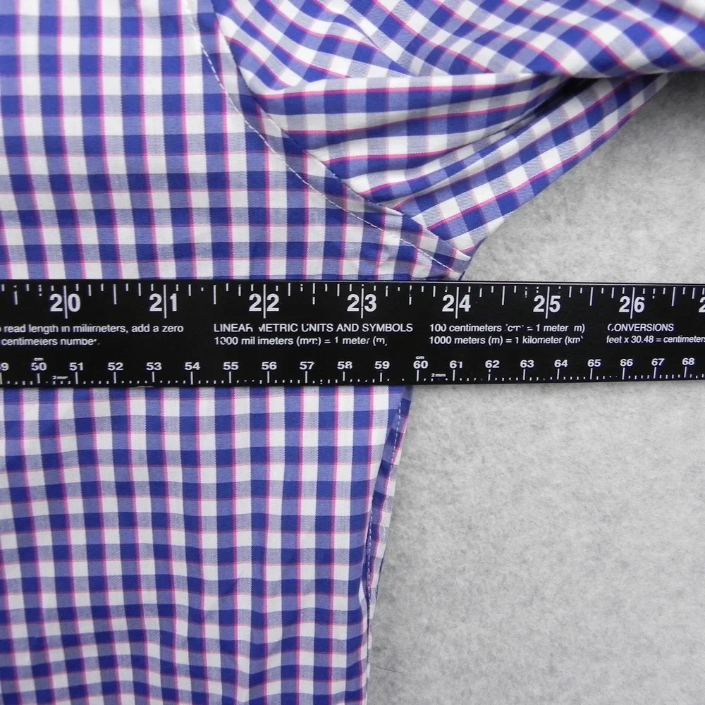 J.Crew Button Up Shirt Mens XL Slim Performance Blue Plaid Long Sleeve Stretch